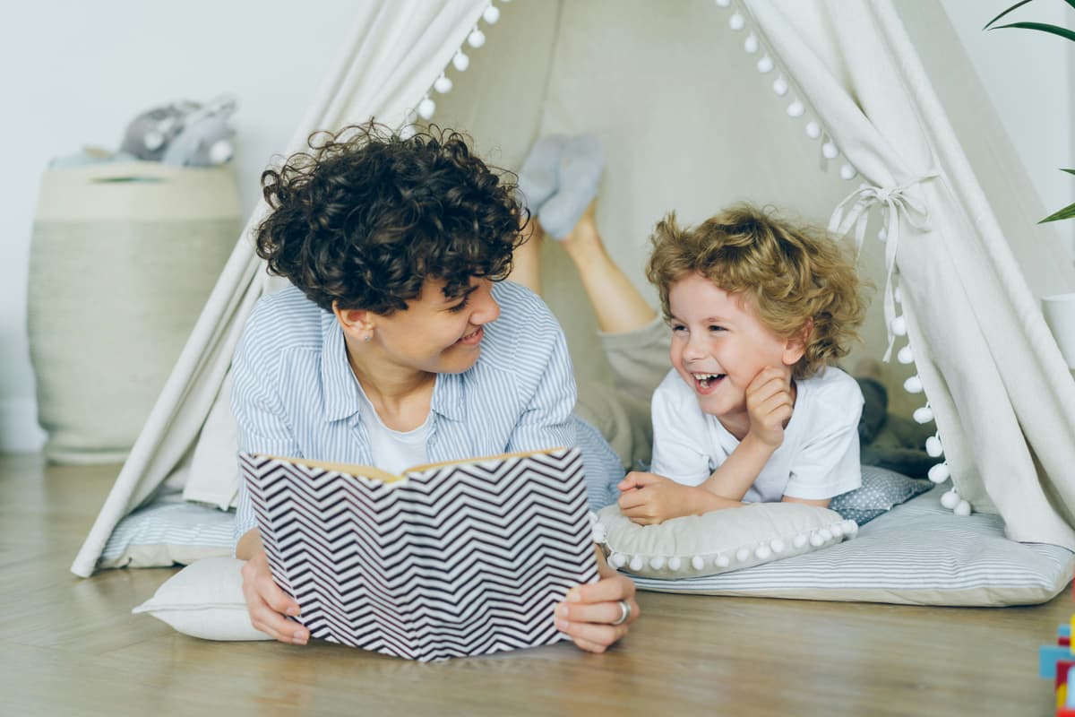 Family reading story together